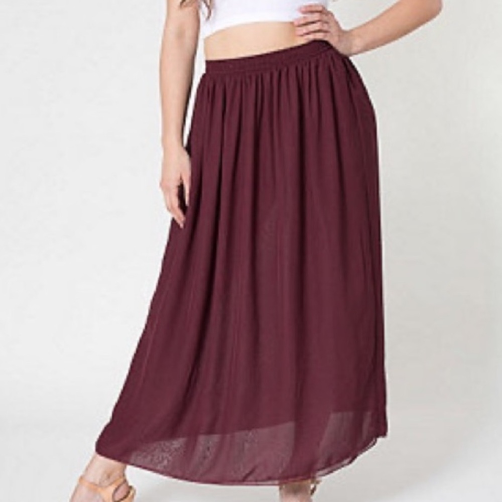 Elegant Burgundy Chiffon by American Apparel Maxi‎ Skirt